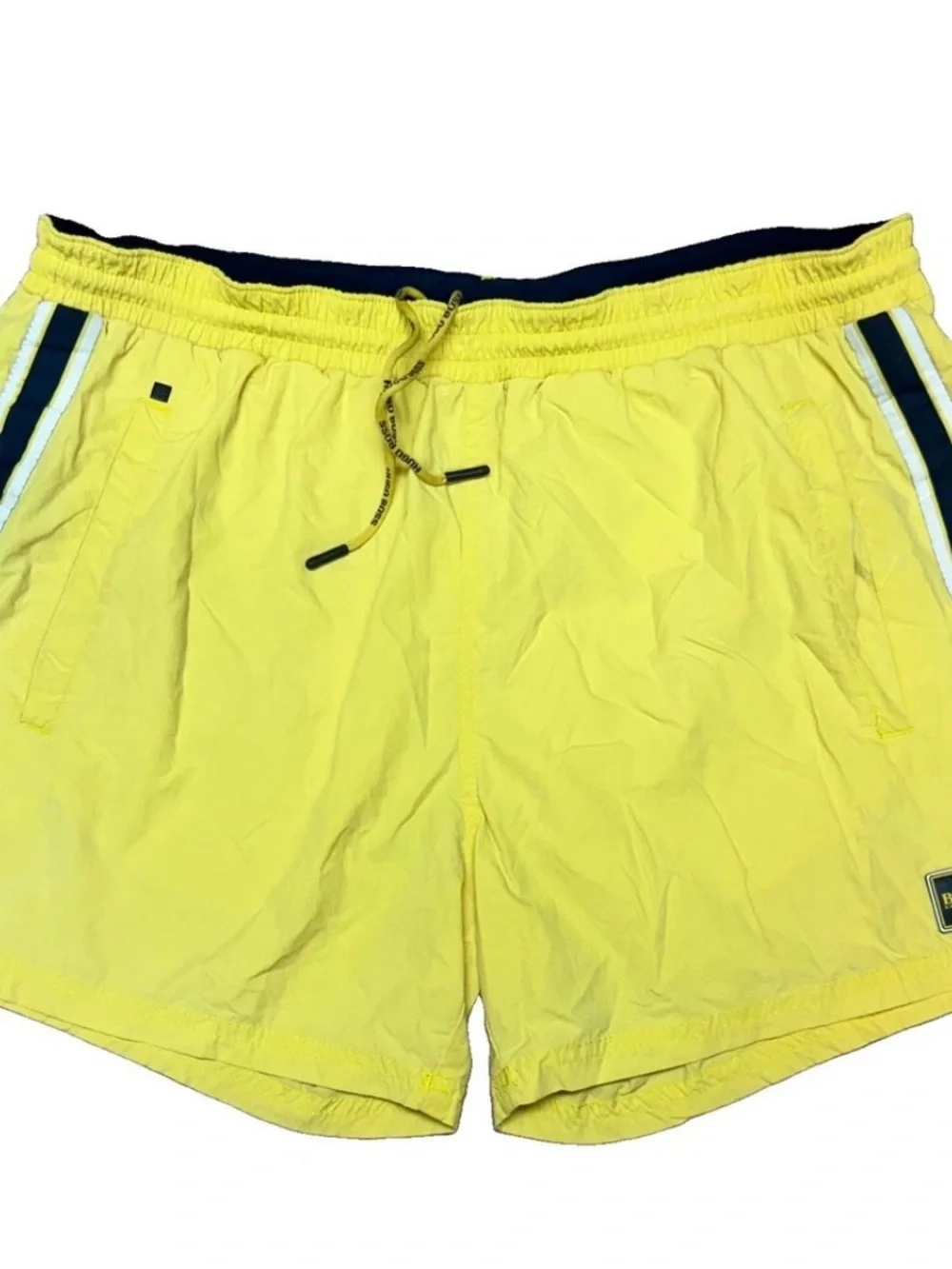 Hugo Boss Yellow Swim / Running Shorts Trunks Sz L mesh lining
